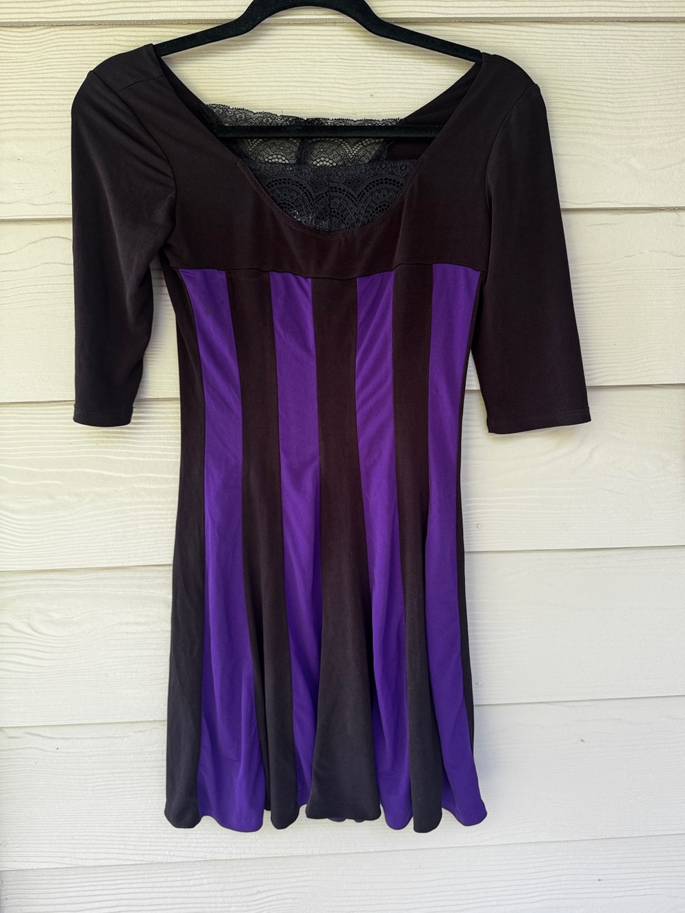 Y2K Black Purple Striped Dress Whimsigoth Witchy Gothic Alt Grunge
